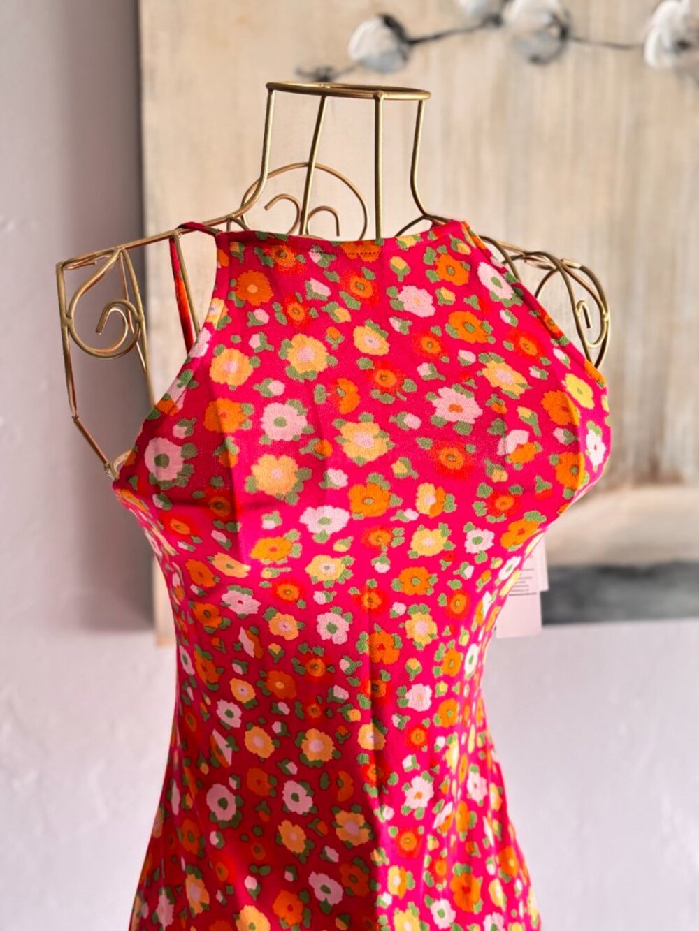 NWT BP Sally Retro Floral Dress Pink Orange Size Small Nordstrom